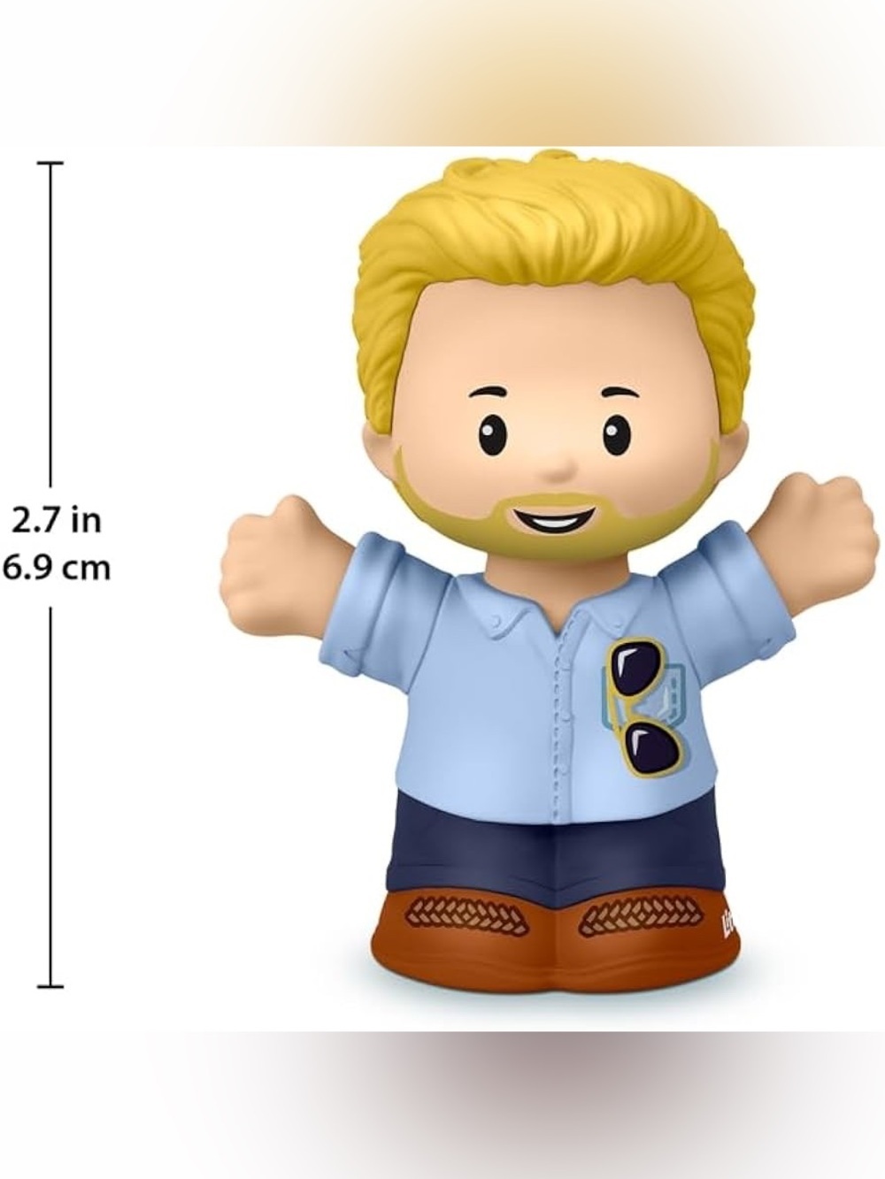 New Fisher-Price Little People Dad Figure Man Blond Hair Beard Sunglasses Male - Picture 3 of 4